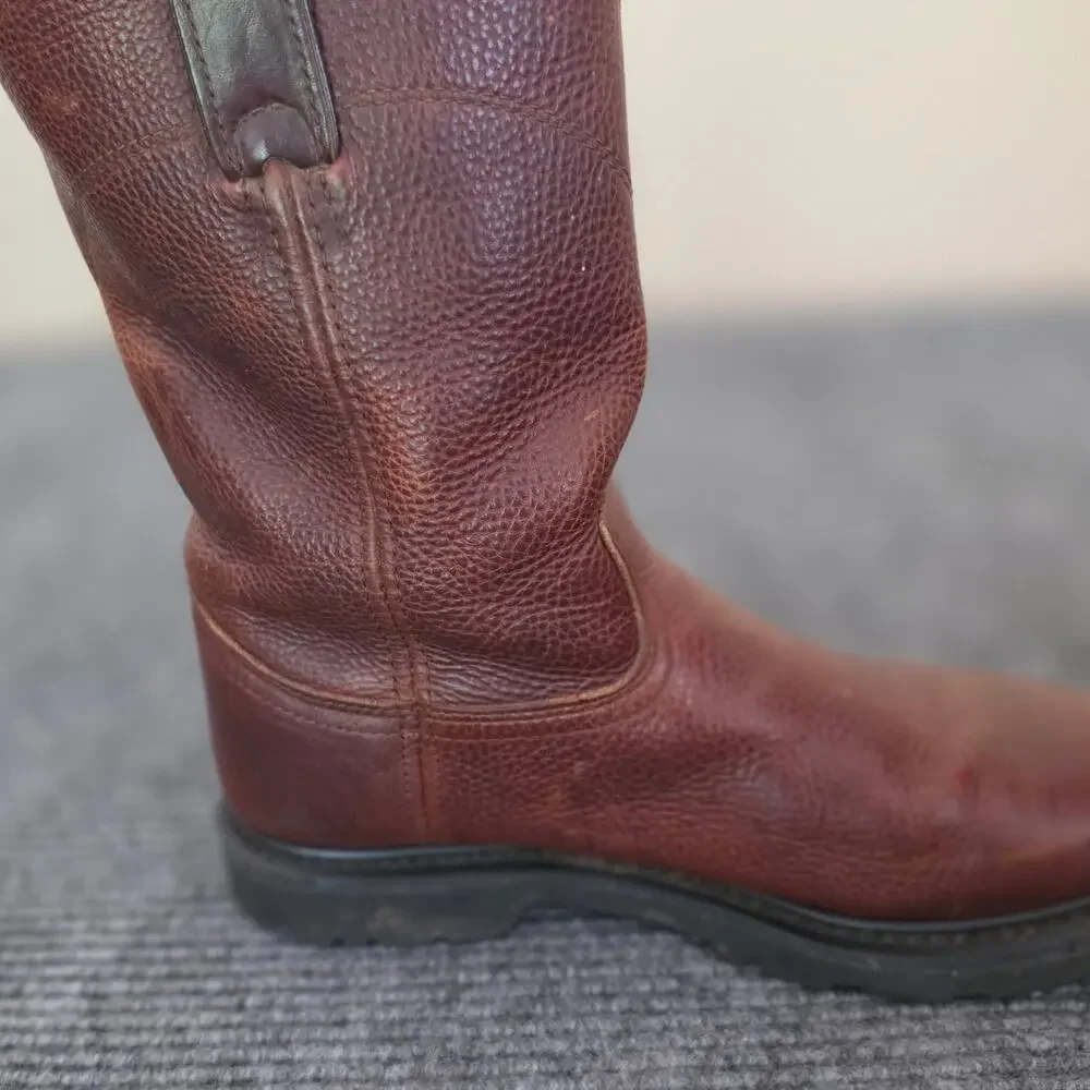 Justin Men's 11M Brown Leather Pull-On Work Boots Slip Resistant Soles